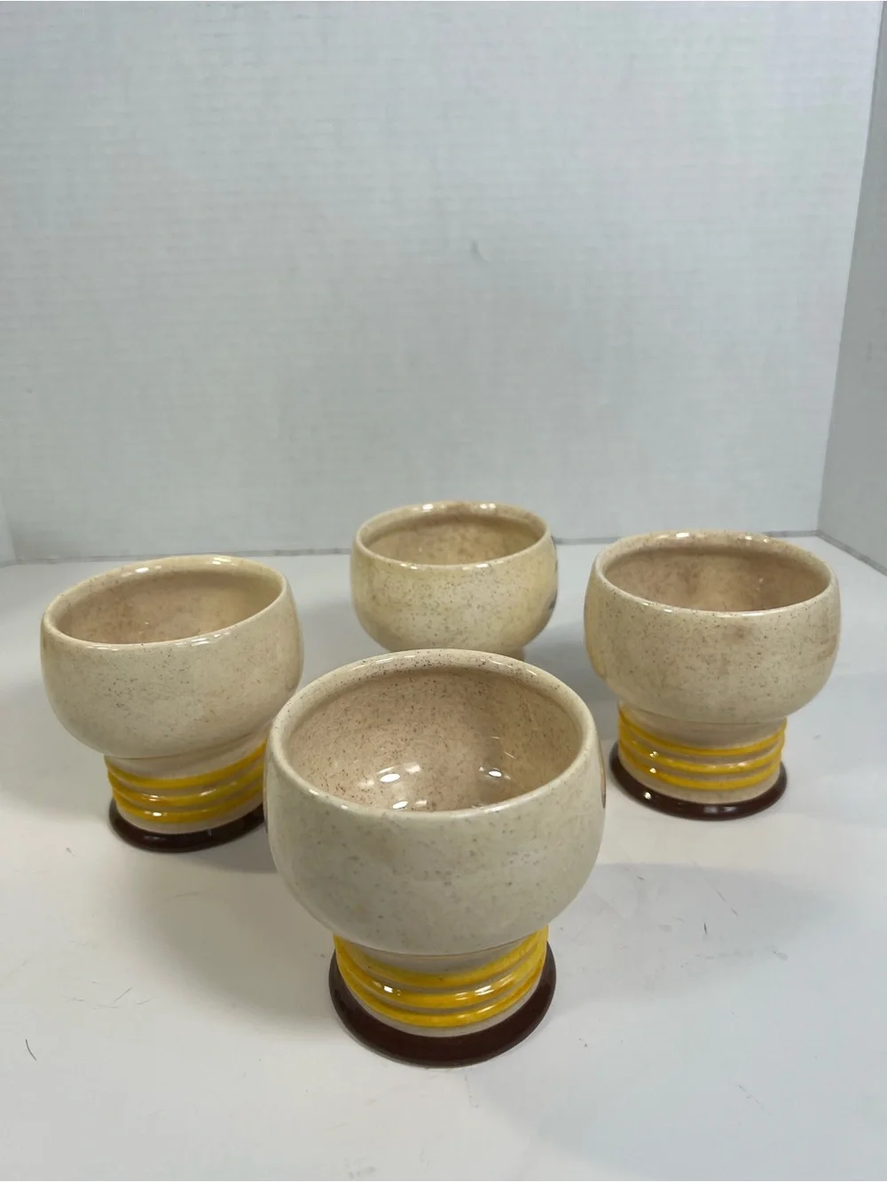 Vintage Goebel W Germany Floral Footed Cups Goblets Set of 4 Ceramic